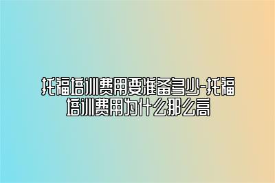 托福培训费用要准备多少-托福培训费用为什么那么高