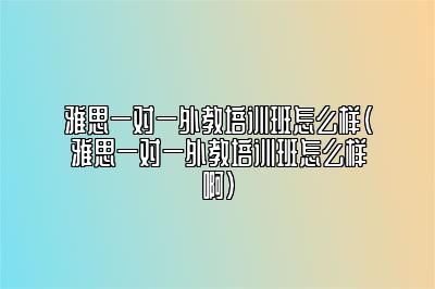 雅思一对一外教培训班怎么样(雅思一对一外教培训班怎么样啊)