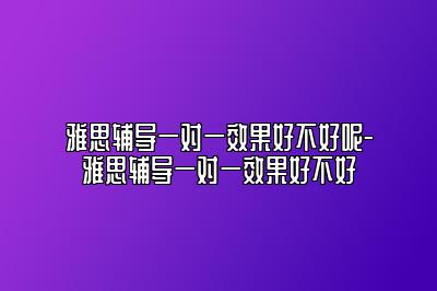 雅思辅导一对一效果好不好呢-雅思辅导一对一效果好不好