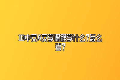 IB中文A文学课程学什么？怎么考？