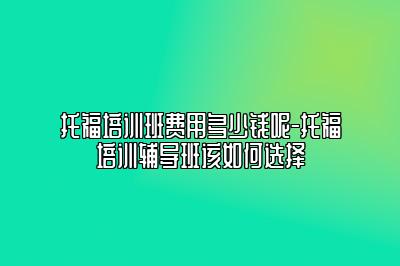 托福培训班费用多少钱呢-托福培训辅导班该如何选择