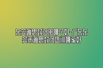 东莞雅思封闭班哪个好-广东东莞市雅思封闭培训哪家好