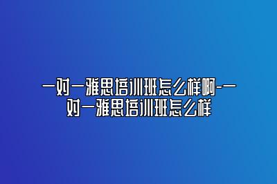 一对一雅思培训班怎么样啊-一对一雅思培训班怎么样