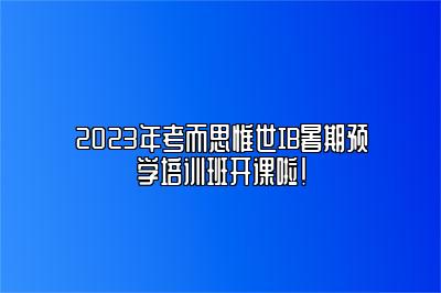 2023年考而思惟世IB暑期预学培训班开课啦！