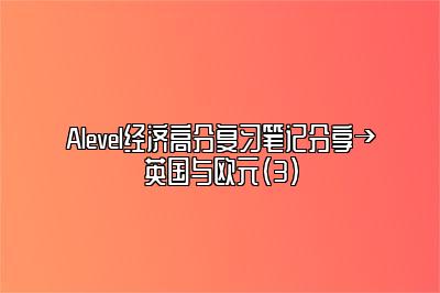 Alevel经济高分复习笔记分享→英国与欧元（3）