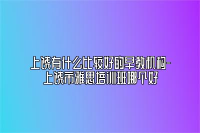 上饶有什么比较好的早教机构-上饶市雅思培训班哪个好