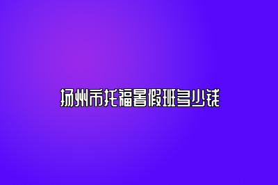 扬州市托福暑假班多少钱