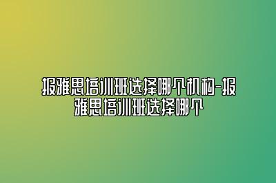 报雅思培训班选择哪个机构-报雅思培训班选择哪个