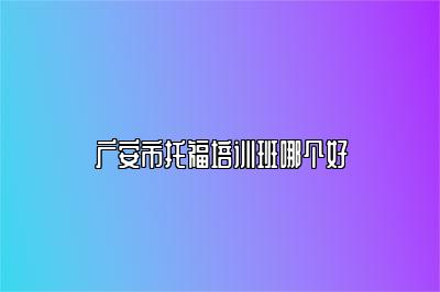 广安市托福培训班哪个好