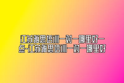 江苏雅思培训一对一哪里好一点-江苏雅思培训一对一哪里好