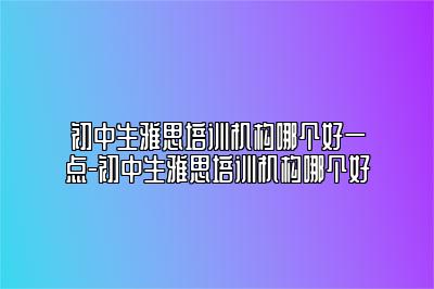 初中生雅思培训机构哪个好一点-初中生雅思培训机构哪个好