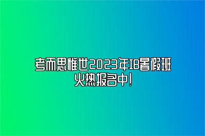 考而思惟世2023年IB暑假班火热报名中！