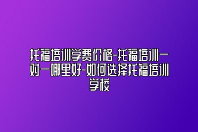 托福培训学费价格-托福培训一对一哪里好-如何选择托福培训学校