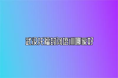 武汉托福封闭培训哪家好