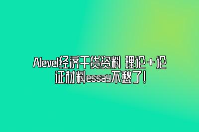 Alevel经济干货资料 理论＋论证材料essay不愁了！