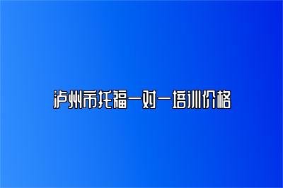 泸州市托福一对一培训价格