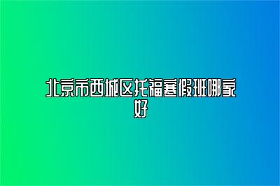 北京市西城区托福寒假班哪家好