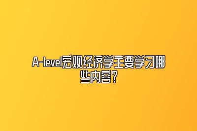 A-level宏观经济学主要学习哪些内容？