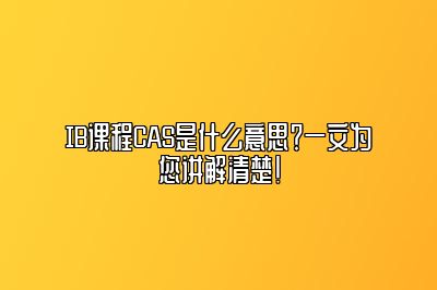 IB课程CAS是什么意思？一文为您讲解清楚！