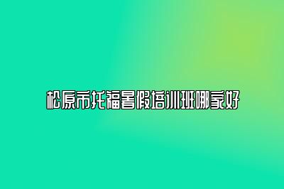 松原市托福暑假培训班哪家好