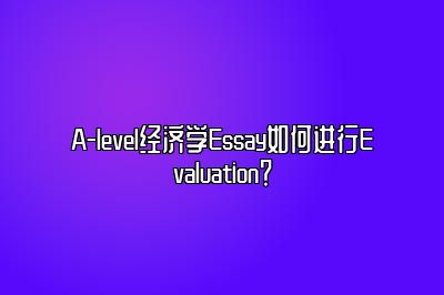 A-level经济学Essay如何进行Evaluation？