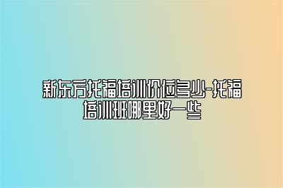 新东方托福培训价位多少-托福培训班哪里好一些