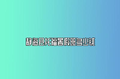 静海县托福暑假班多少钱