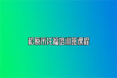 松原市托福培训班课程