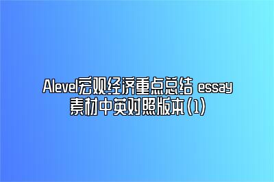 Alevel宏观经济重点总结 essay素材中英对照版本（1）