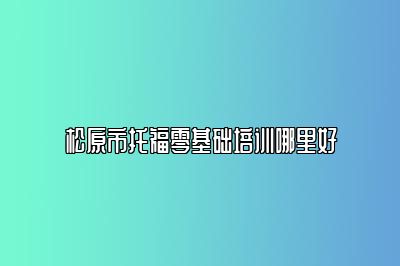 松原市托福零基础培训哪里好