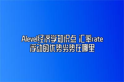 Alevel经济学知识点 汇率rate浮动的优势劣势在哪里