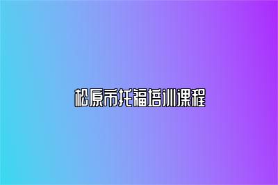 松原市托福培训课程