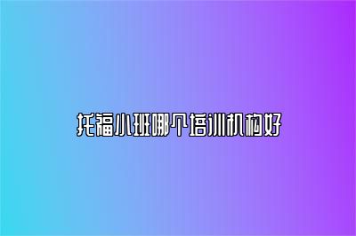 托福小班哪个培训机构好