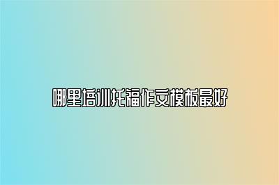 哪里培训托福作文模板最好