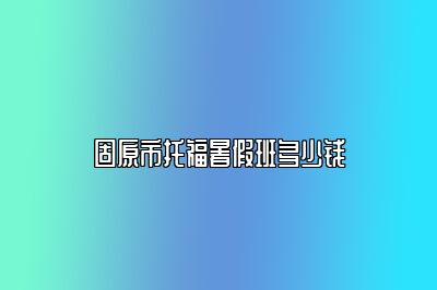 固原市托福暑假班多少钱