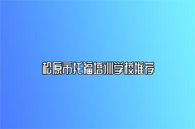 松原市托福培训学校推荐