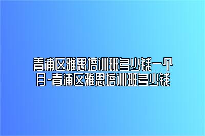 青浦区雅思培训班多少钱一个月-青浦区雅思培训班多少钱
