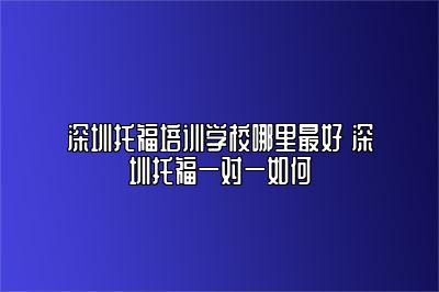 深圳托福培训学校哪里最好 深圳托福一对一如何