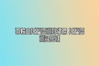 马鞍山托福培训排行榜 托福培训多少钱