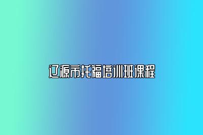 辽源市托福培训班课程