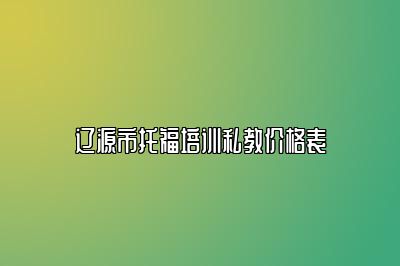 辽源市托福培训私教价格表