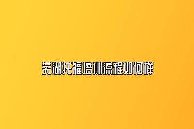 芜湖托福培训流程如何样