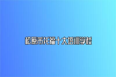 松原市托福十大培训学校