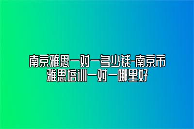 南京雅思一对一多少钱-南京市雅思培训一对一哪里好