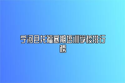 宁河县托福寒期培训学校排行榜