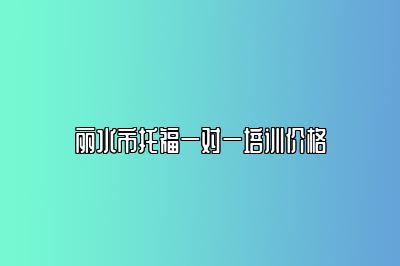 丽水市托福一对一培训价格