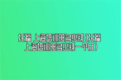 托福 上海培训班多少钱(托福 上海培训班多少钱一个月)