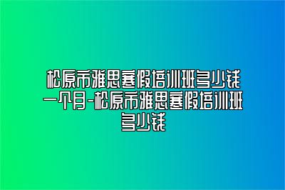 松原市雅思寒假培训班多少钱一个月-松原市雅思寒假培训班多少钱