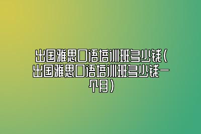 出国雅思口语培训班多少钱(出国雅思口语培训班多少钱一个月)