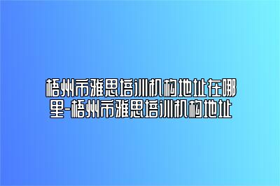 梧州市雅思培训机构地址在哪里-梧州市雅思培训机构地址